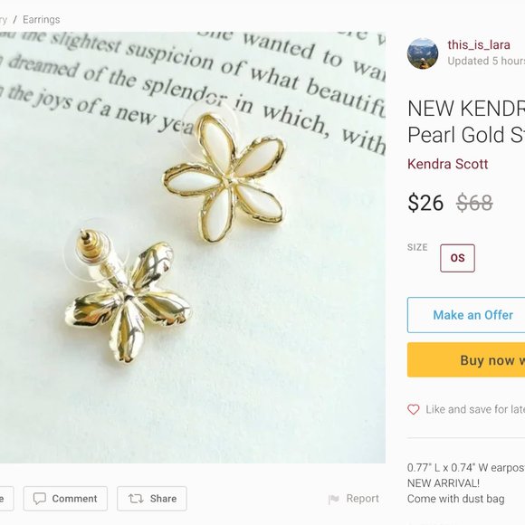 KENDRA SCOTT Kyla Flower Gold Pendant Necklace in Raspberry MOP - DO NOT BUY! - Picture 12 of 14